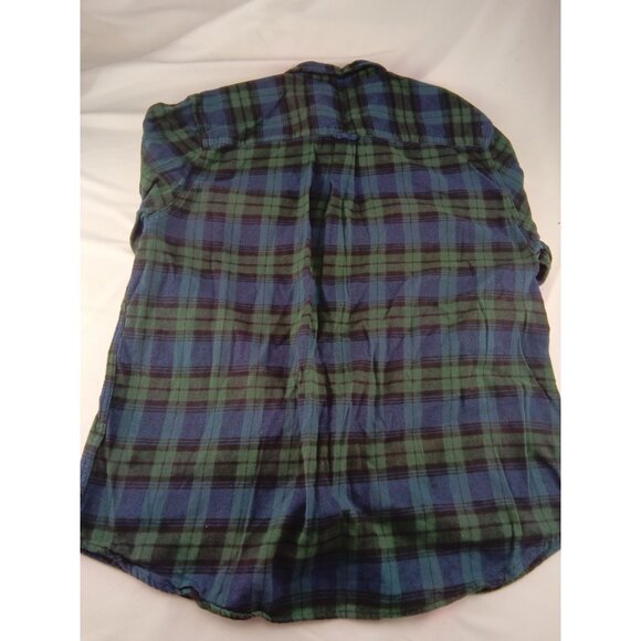 Mens Wool rich Flannel Shirt Green Blue Size XL - Picture 3 of 3